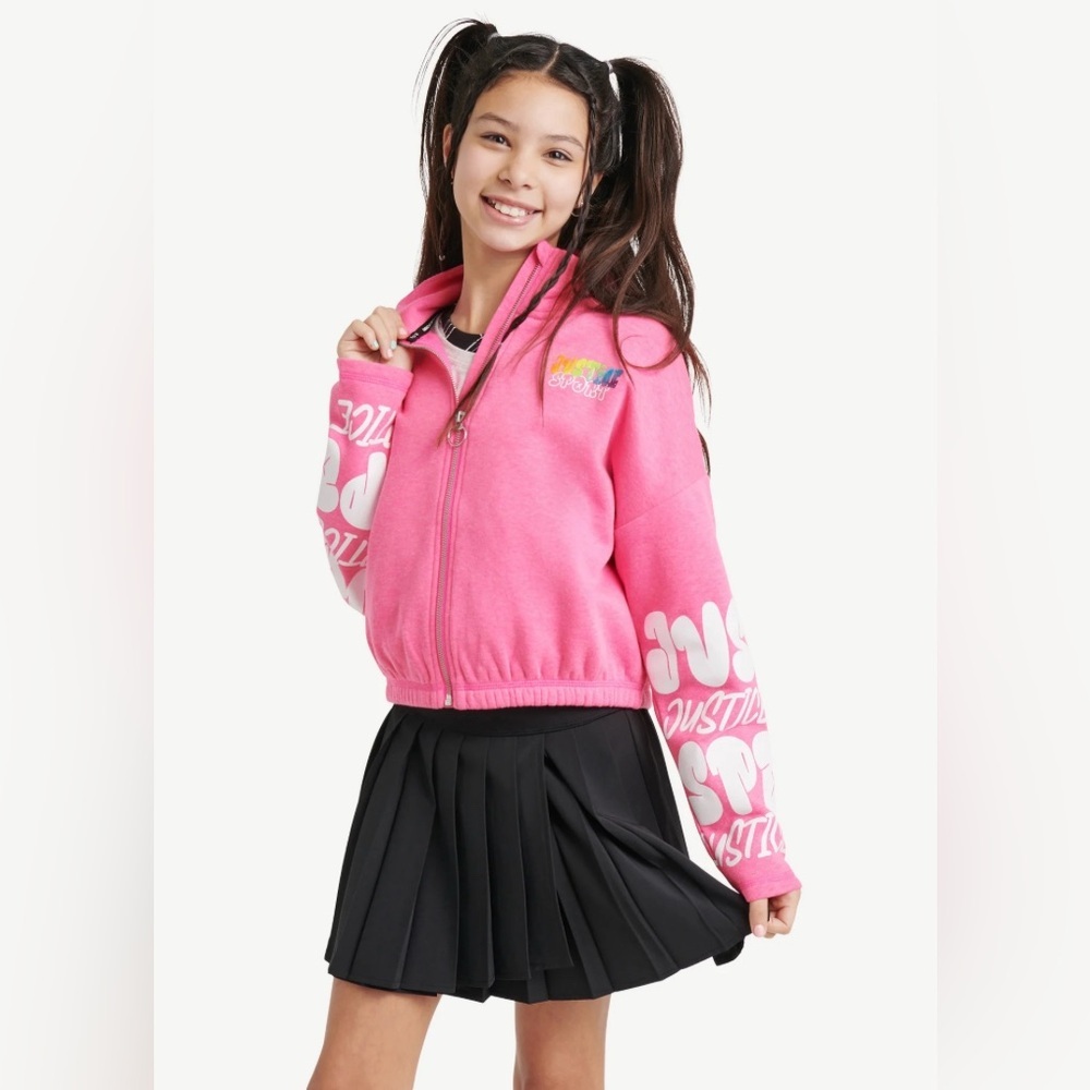 Justice Girls J-Sport Active Full Zip Mock Neck Sweater